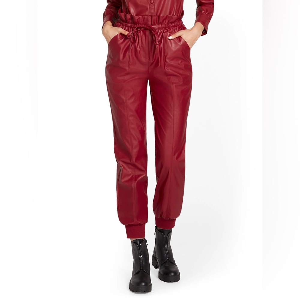 NY&CO Paperbag-Waist Faux-Leather Jogger Pant